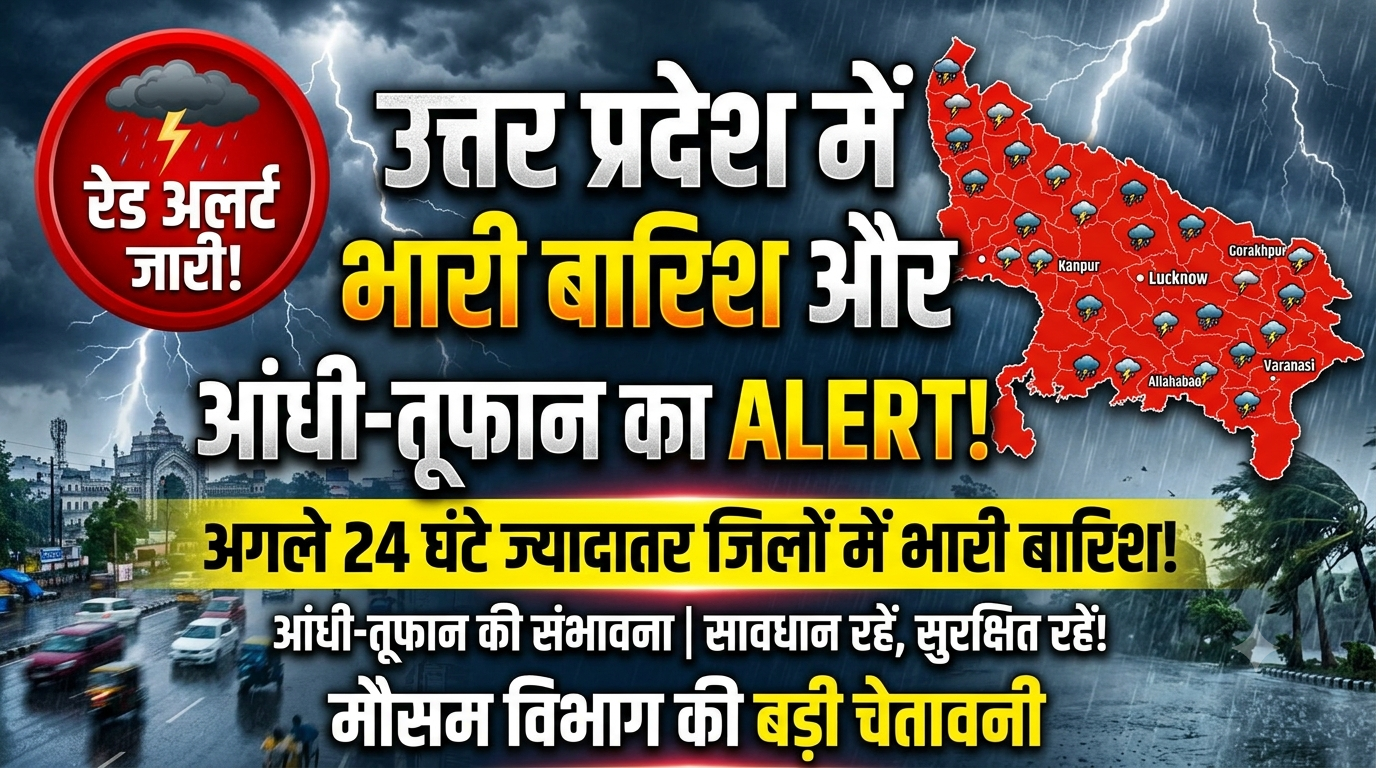 उत्तर प्रदेश में मौसम ने एक बार फिर करवट ले ली है। सक्रिय वेदर सिस्टम के चलते पूर्वी, पश्चिमी और मध्य उत्तर प्रदेश के अधिकांश जिलों में तेज बारिश, आंधी और आकाशीय बिजली का खतरा बढ़ गया है।